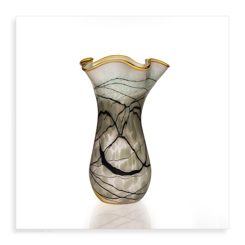 Medium Grey Lightning Fluted Vase - Pueo Gallery